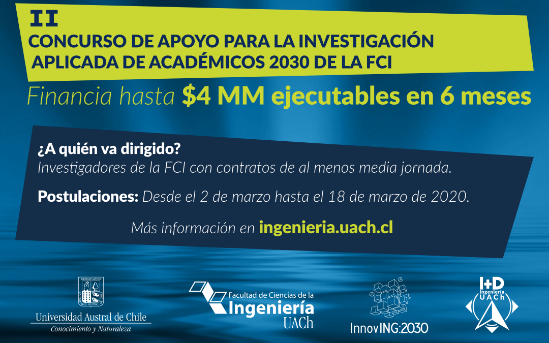 Invitan a académicos de la FCI UACh a participar del Concurso de Apoyo para Investigación Aplicada 2030